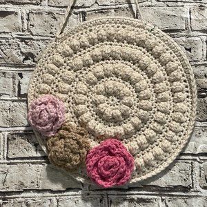 NWOT:  HANDMADE Boho Wall Hanging w/ roses